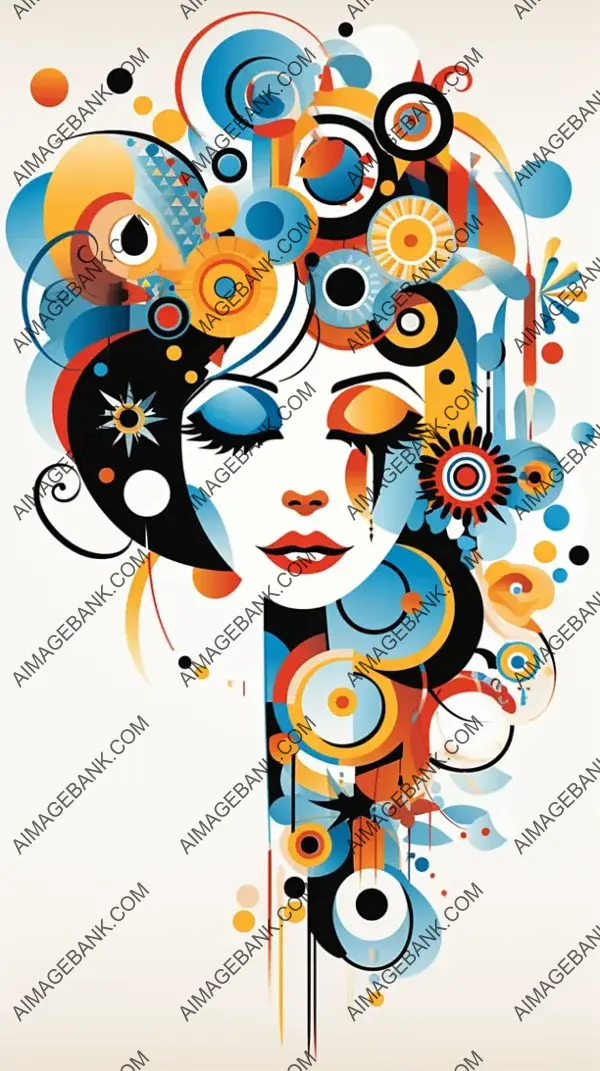 Circle-Shaped Head: Colorful Pattern Vector