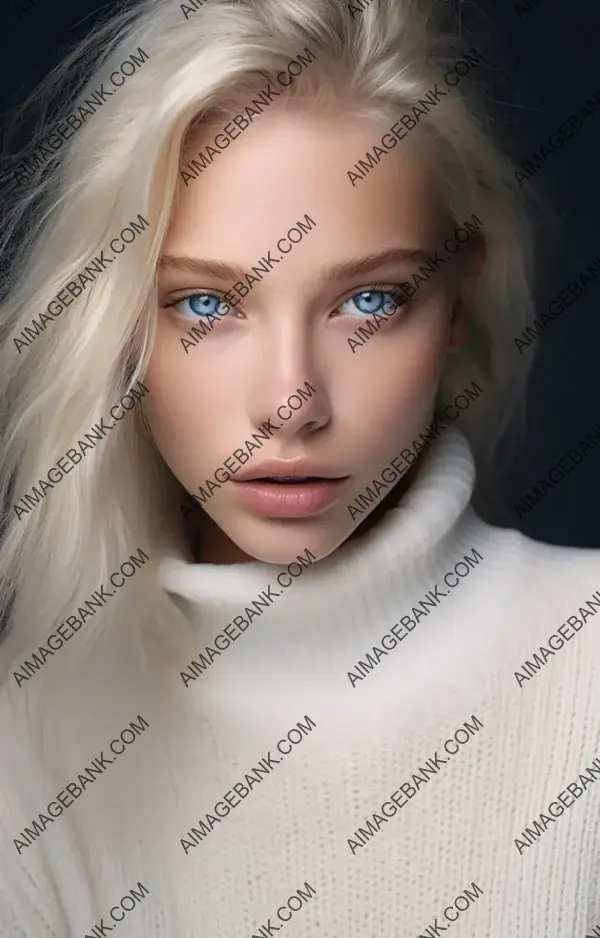 Super Girl&#8217;s Portrait: White Sweater and Blue Eye Beauty