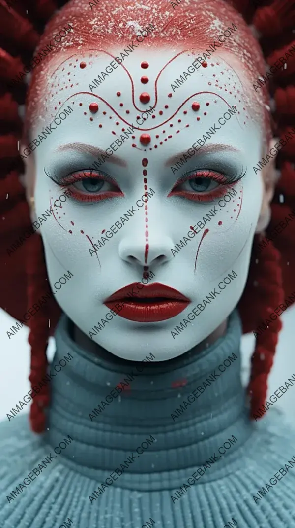 Awesome Woman with Red Facial Tattoos and Fiery Eyes