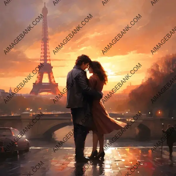 Paris Love: Couple Portrait with Eiffel Tower