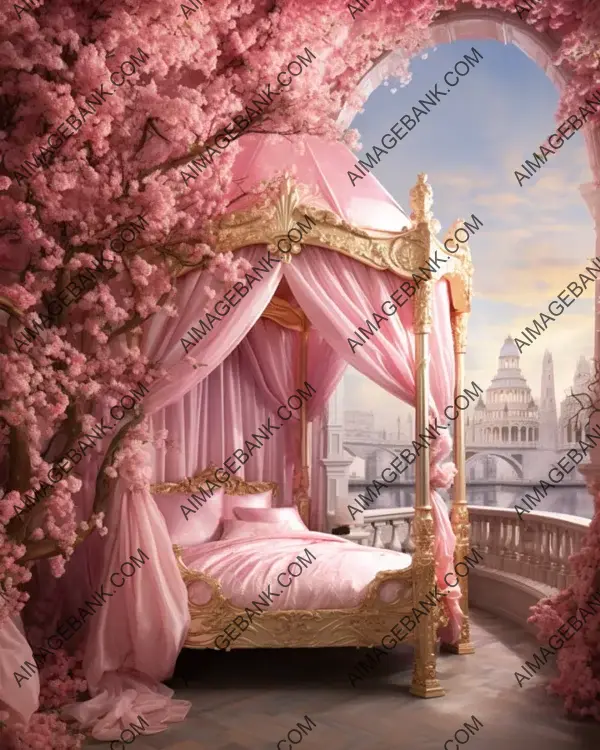 Canopy Bed Elegance: A Pink and White Fancy Bedroom