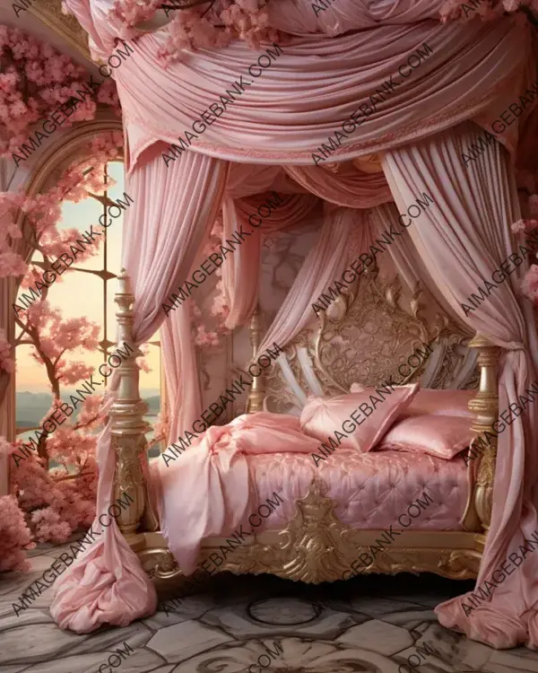 Bedroom Luxury: Pink and White Canopy Bed