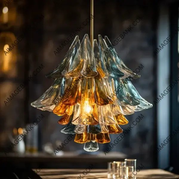 Moody Chandelier Made from Raw Glass