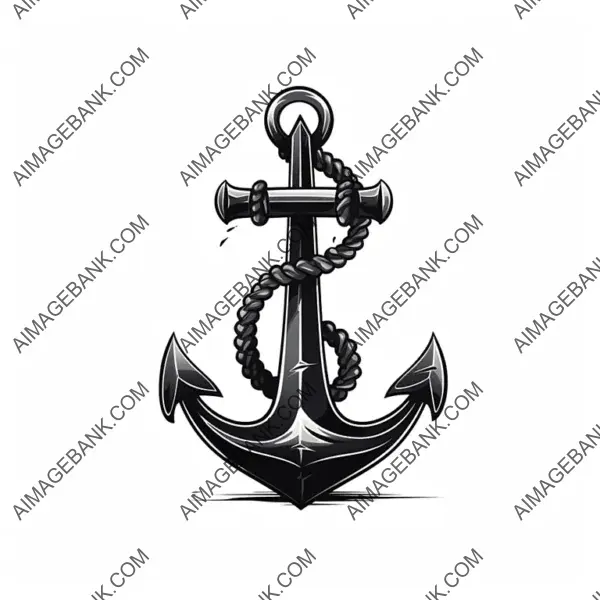 2D Vector Drawing of a Ship Anchor with Shadows