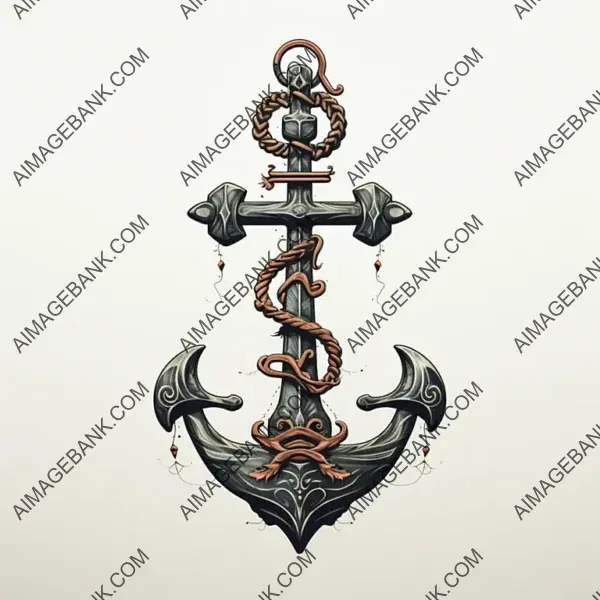 Ship Anchor Shadow Vector Art: 2D Design in Black