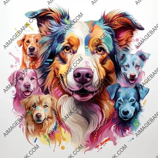 Various Australian Shepherd Dog Motifs: Custom Art