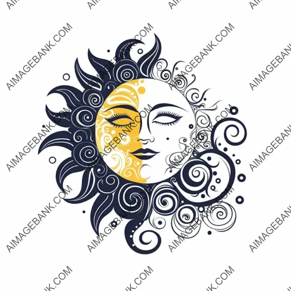 Celestial Moon and Sun Vector: Spiritual Design