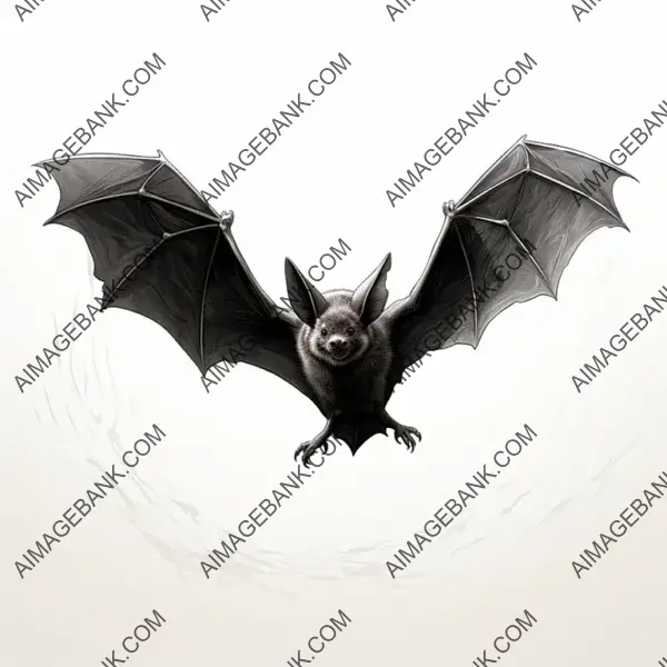 Cartoon-Style Bat: Clean 2D Black and White