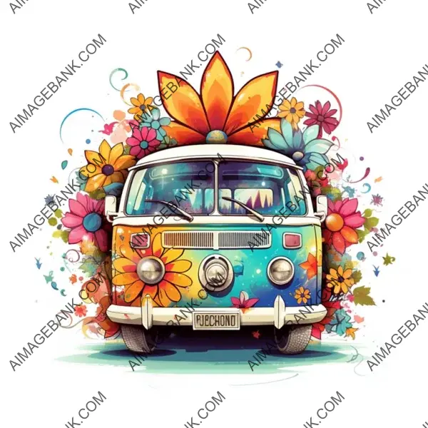 Spiritual Hippie Graphic: Simple 2D Design on White