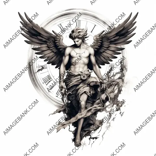 Stick Poke Tattoo Style: Angel in Baroque Theme