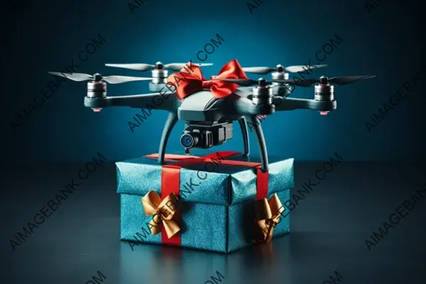 Delivery Drone Carrying Wrapped Christmas Presents