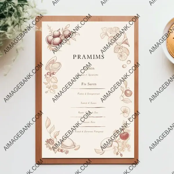 Beige Breakfast Menu on Wooden Stand