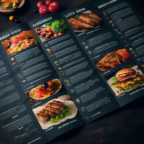 Menu with Variety of Dishes Listed &#8211; Each Accompanied by a Description