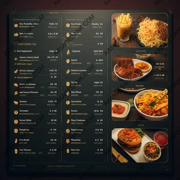 Diverse Menu with Multiple Dishes &#8211; Each Accompanied by Descriptions