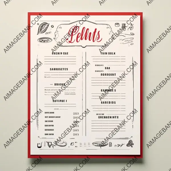 Old School Paper Menu for Deli with Red Accents