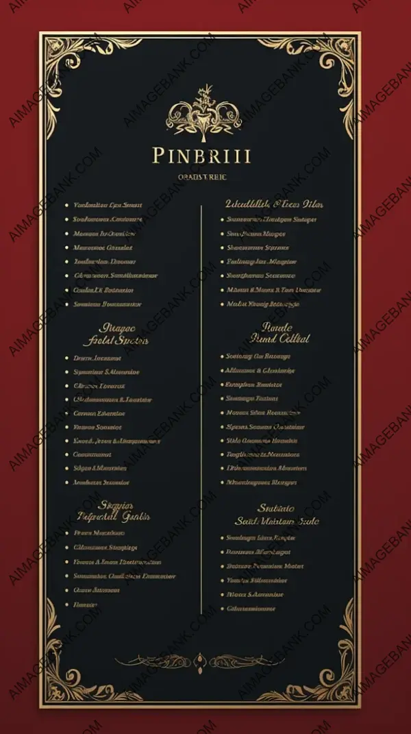 Menu List Page with Sophisticated and Elegant Design