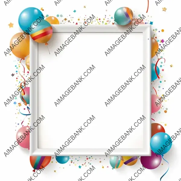 Digital Illustration Birthday Frame with a White Background