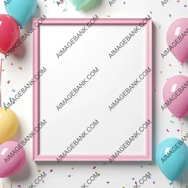 Digital Illustration Birthday Frame with a White Background
