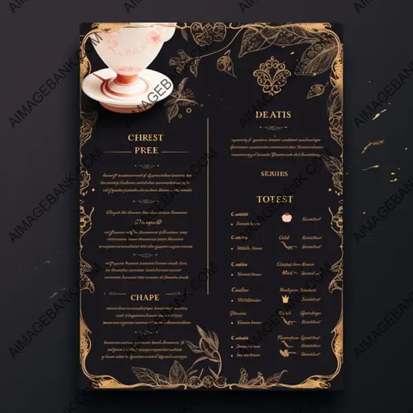 Menu for a Caf? with Tea, Coffee, and Cold Bottled Drinks