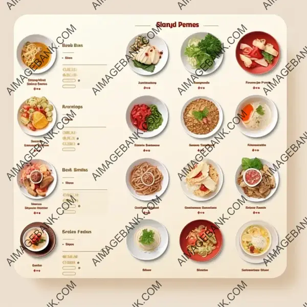 Menu for Food Items in an Online Kitchen for Home Cooking