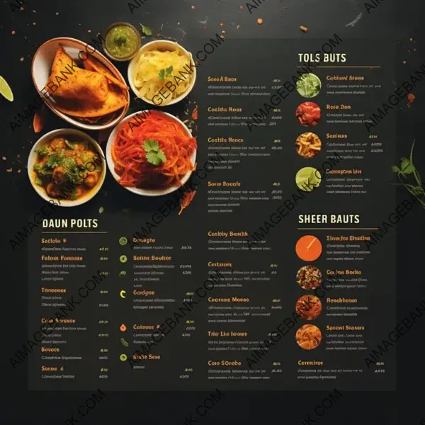 Menu Featuring Tasty North Indian Dishes in a Beautiful Format