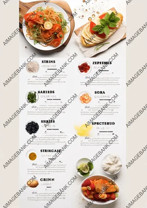 White Background Menu with Food Photos and Items Displayed