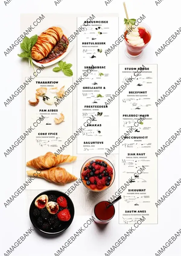 Craft a Menu on a White Background with Food Photos and Items