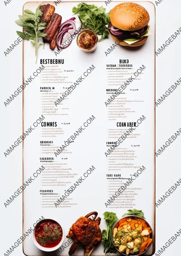 Craft a Menu on a White Background with Food Photos and Items