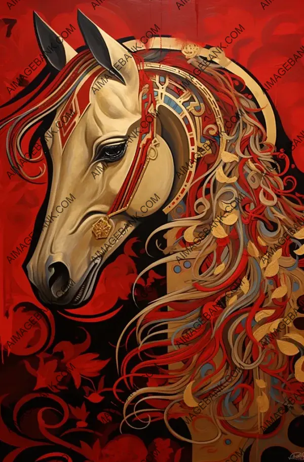 Arabic Calligraphy with Gold Arabian Horse