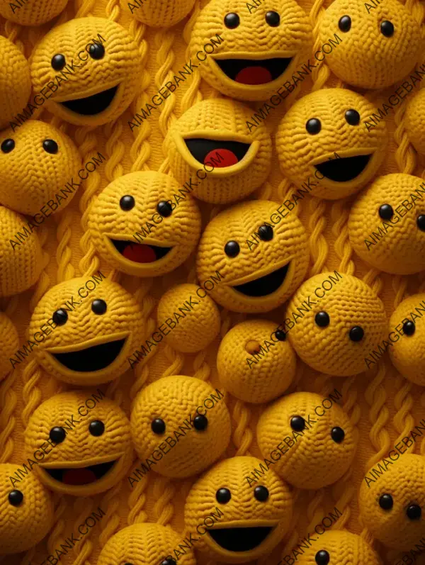 Full Screen Seamless Emoji Smiley 3D Cable Knit