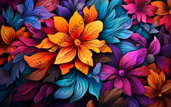 Vibrant Flower Illustration: Colorful Wallpaper