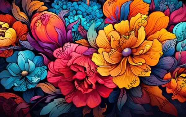 Colorful Floral Art: Vibrant Flower Illustration