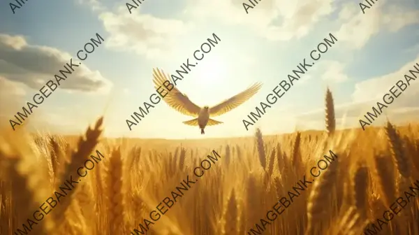 Abstract Serenity: Wheat Field with Two Birds Wallpaper