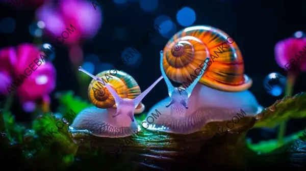 Vibrant Macro Shot: Colorful Snail in Close-Up