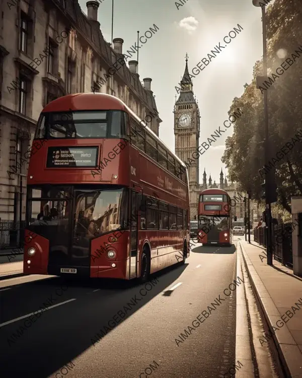 London Streets with Big Ben Background: British City