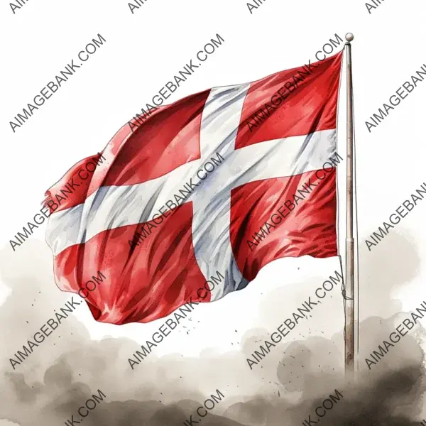 Denmark Flag 2D Drawing on a White Background