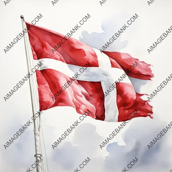 2D Drawing of Denmark Flag on a White Background