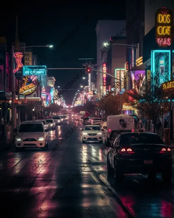 Las Vegas Street: Bright Lights and Casino Neon Signs