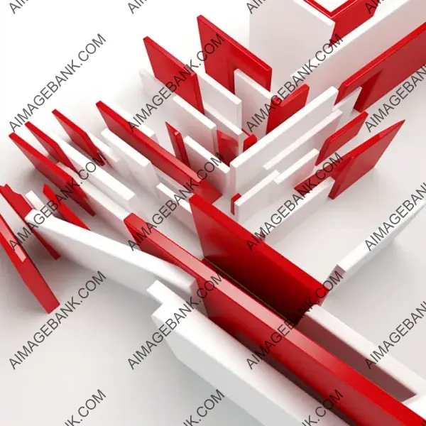 3D Red and White Directional Arrows: Multiple Vectors