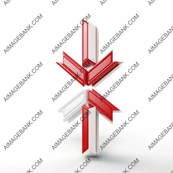 Red and White Directional Arrows in 3D: Multiple Vectors