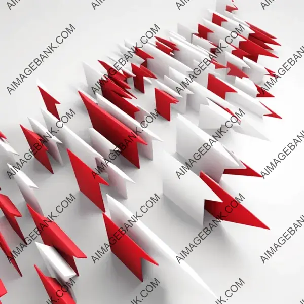 Multiple Vectors with 3D Red and White Directional Arrows