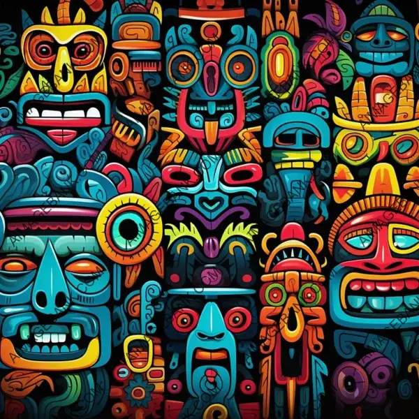 Vibrant Street Style: Totem Vector Art with Maximum Colors