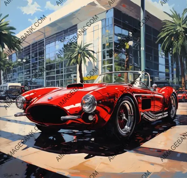 Classic Stunner: Red Cobra Parked at Convention Center