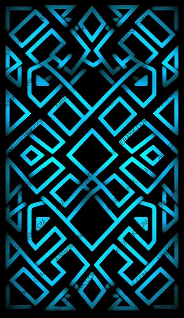 Black Geometry Abstract Wall with Light Blue