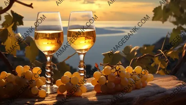 Two Glasses of White Wine Standing in Front