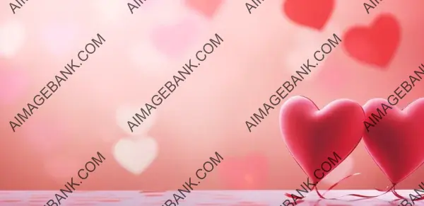 Pink Background with Two Red Heart Balloons Spread Out