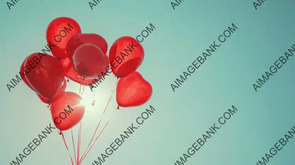 Red Balloons Floating in a Group