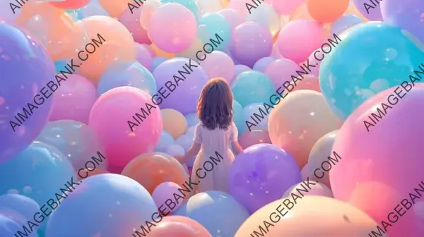 Little Girl Among a Crowd of Balloons