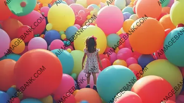 Balloons Crowd Around a Little Girl