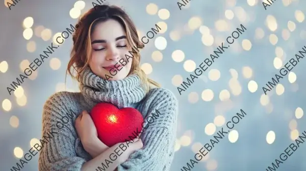 Girl Holding Artificial Heart for Valentine&#8217;s Day